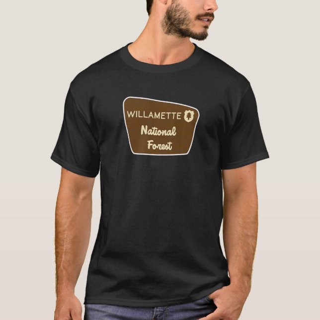 Willamette National Forest Sign Retro T Shirt (Framsida)
