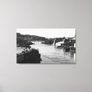 Willamette nedgångar och papper mal den Oregon Canvastryck
