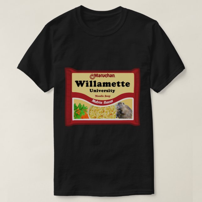 Willamette Universiteten Ramen Sticker T Shirt (Design framsida)