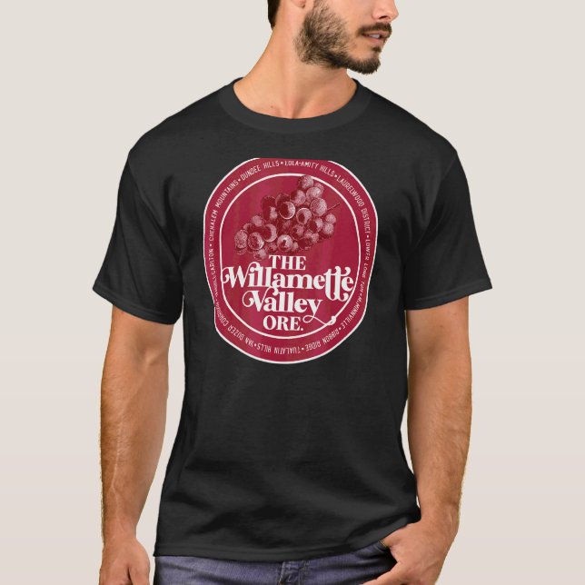 Willamette Valley Pinot Noir Vin Connoisseur Oreg T Shirt (Framsida)