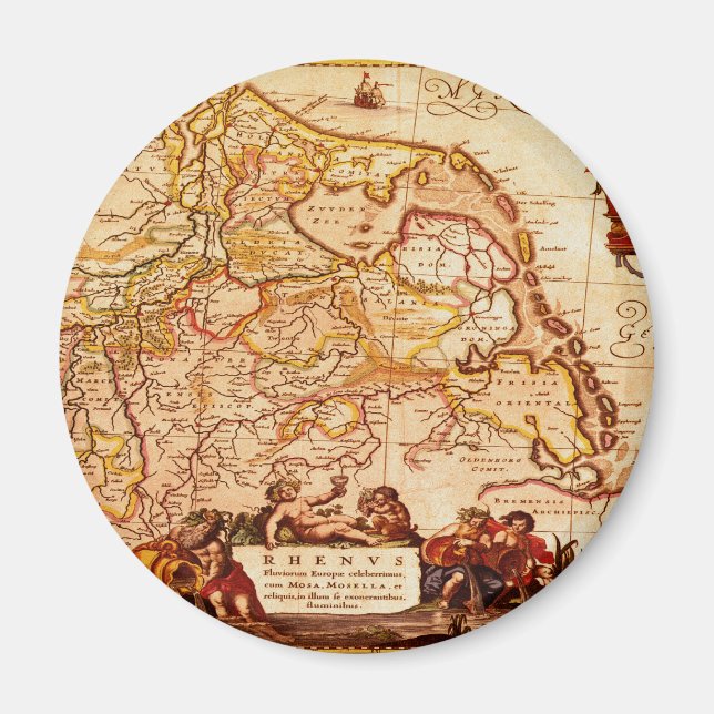 Willem Blaeu Old Rhineland Germanic Karta Series Magnet (Framsidan)