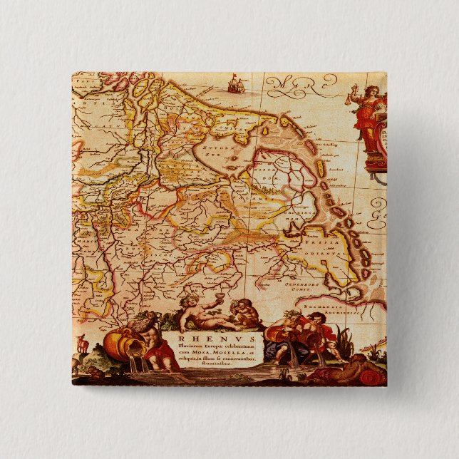 Willem Blaeu Old Tyskland Karta Historic Gift Seri Knapp (Framsida)