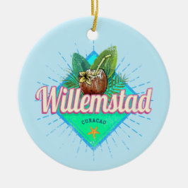 Willemstad Curacao Vacation Vintage Västindien Julgransprydnad Keramik