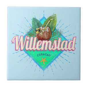 Willemstad Curacao Vacation Vintage Västindien Kakelplatta