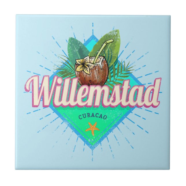 Willemstad Curacao Vacation Vintage Västindien Kakelplatta (Framsidan)