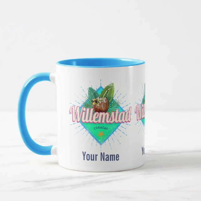 Willemstad Curacao Vacation Vintage Västindien Mugg (Vänster)