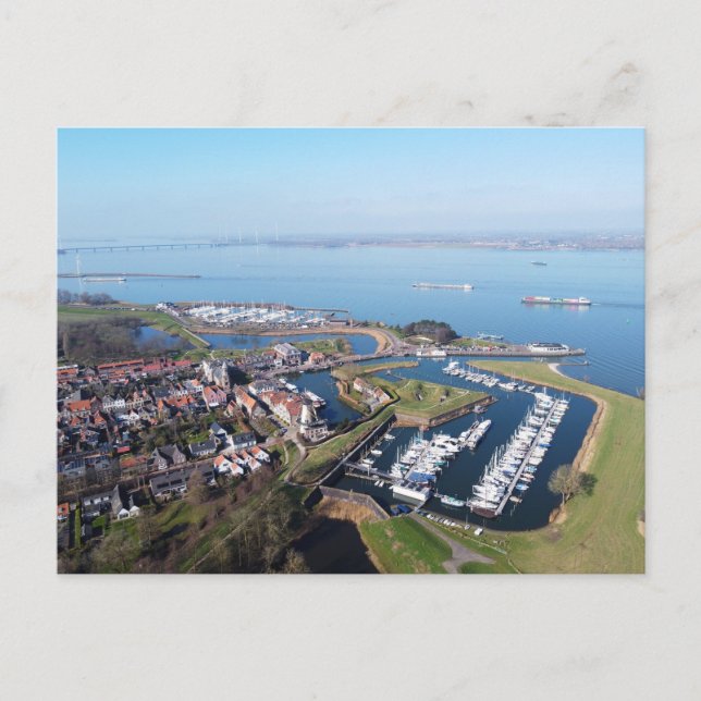 Willemstad Nederland drone overzicht. Vykort (Framsida)