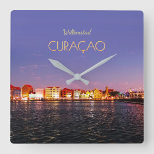 Willemstad Skyline på Nattplats (anpassade) Clock Fyrkantig Klocka