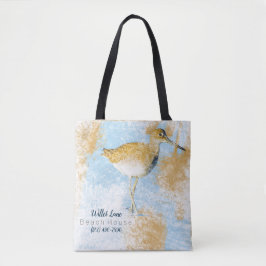 Willet Shorebird Vacation House Tote Bag Tygkasse