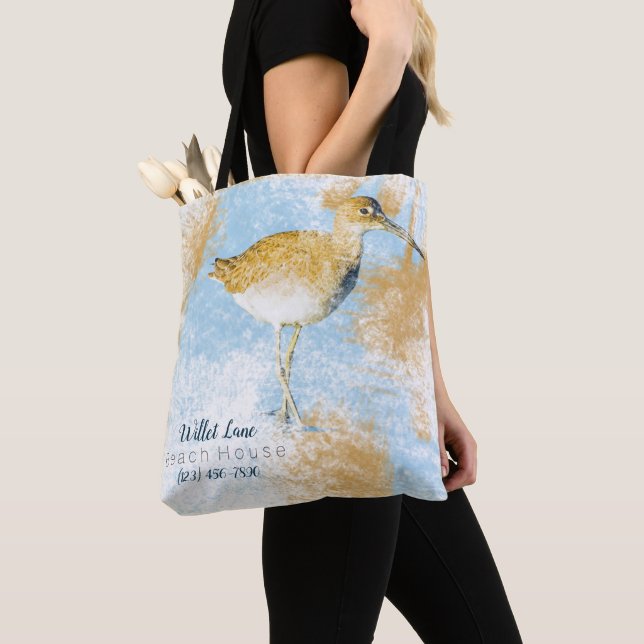 Willet Shorebird Vacation House Tote Bag Tygkasse (Närbild)