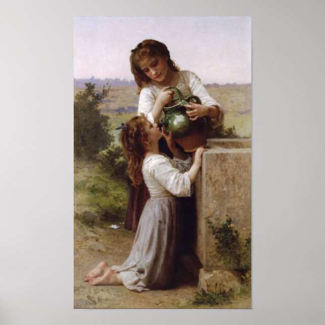 William-Adolphe Bouguereau-at-Fontän Poster (Framsidan)