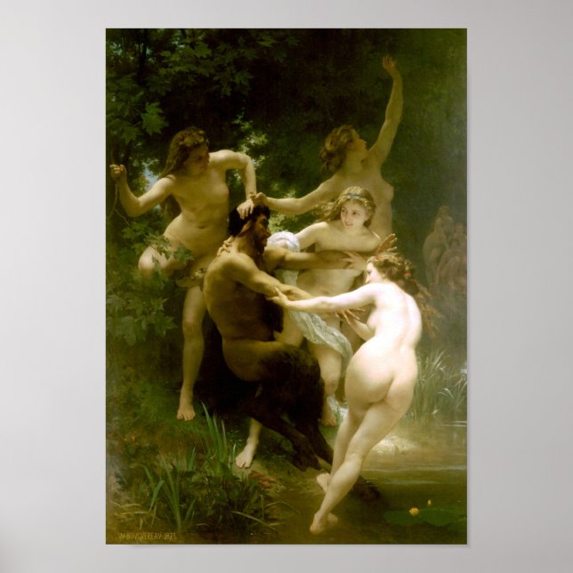 William-Adolphe Bouguereau-Nymphs och Satyr Poster (Framsidan)