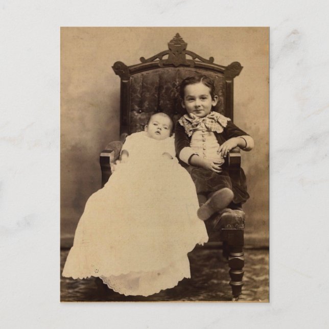 William & baby LAHR, circa 1880 Vykort (Framsida)