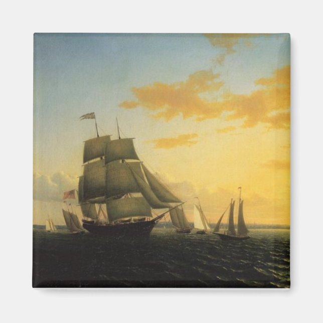 William Bedford New Bedford Harbour vid Sunset Magnet (Framsidan)