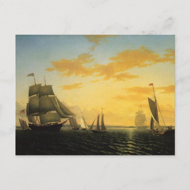 William Bedford New Bedford Harbour vid Sunset Vykort (Framsida)