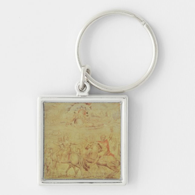 William Blake | älvan Queene Fyrkantig Silverfärgad Nyckelring (Framsidan)