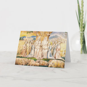 William Blake Card/-inbjudan: Jobb och hans familj Inbjudan
