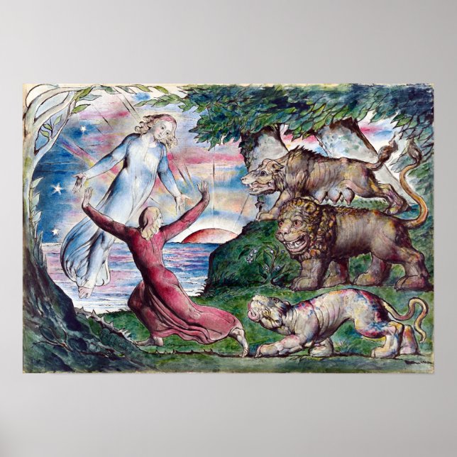 William Blake Dante Running från tre Beaster Poster (Framsidan)