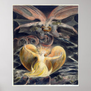 William Blake den underbara röda draken och Poster
