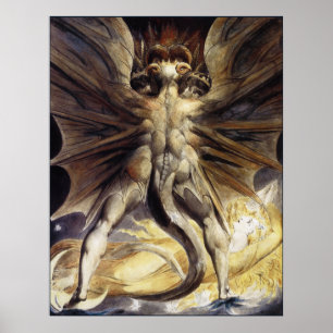 William Blake: Den underbara röda draken Poster