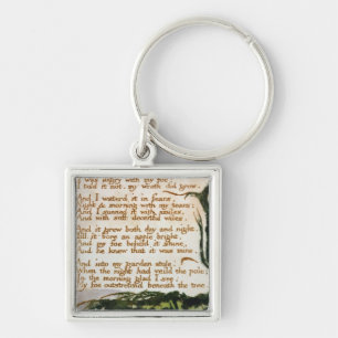 William Blake ett giftträd Fyrkantig Silverfärgad Nyckelring