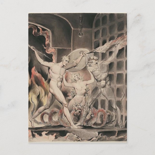 William Blake: Milton's Paradise Borttappad Vykort (Framsida)