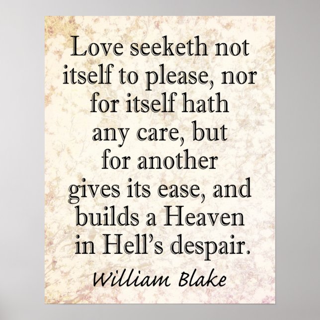 William Blake Quote - himlen i helvetets förtvivla Poster (Framsidan)