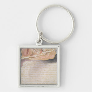 William Blake "som en ny himmel börjas ", Fyrkantig Silverfärgad Nyckelring