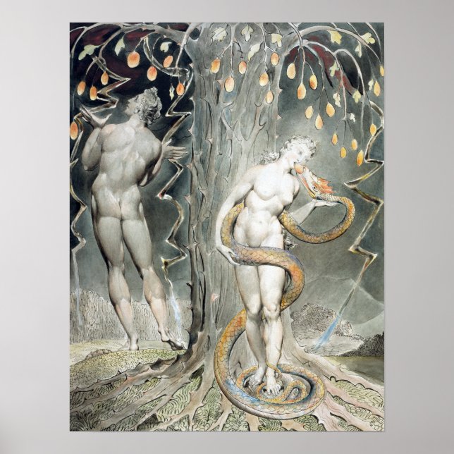 William Blake The Temptation och Fall of Kväll Poster (Framsidan)