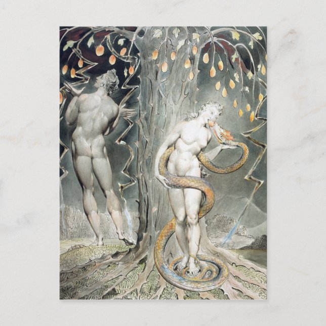 William Blake The Temptation och Fall of Kväll Vykort (Framsida)