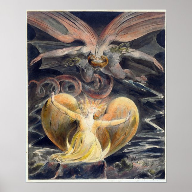 William Blake The Underbar Red Dragon och Woman Poster (Framsidan)