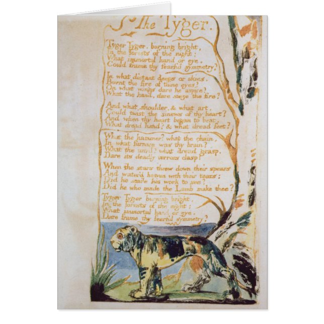 William Blake | Tyger från Sång i Oskuld Hälsningskort (Framsidan)