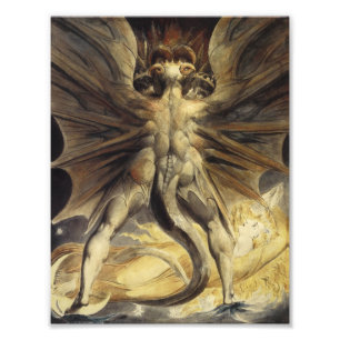 William Blake - Underbara Röda draken och kvinnan Fototryck