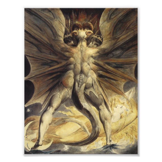William Blake - Underbara Röda draken och kvinnan Fototryck (Framsidan)