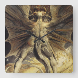 William Blake - Underbarare Röda draken och kvinna Fyrkantig Klocka