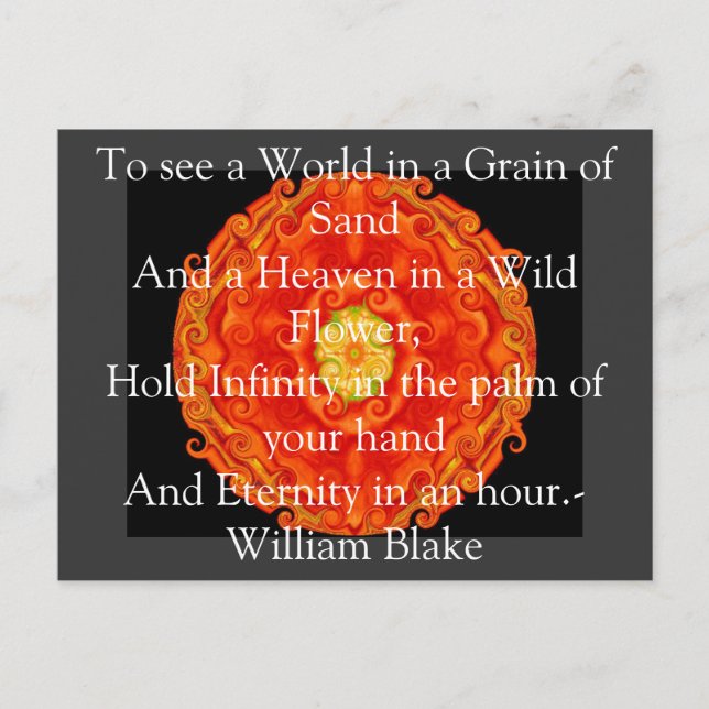 William Blake "Värld i ett sandkorn" citat Vykort (Framsida)