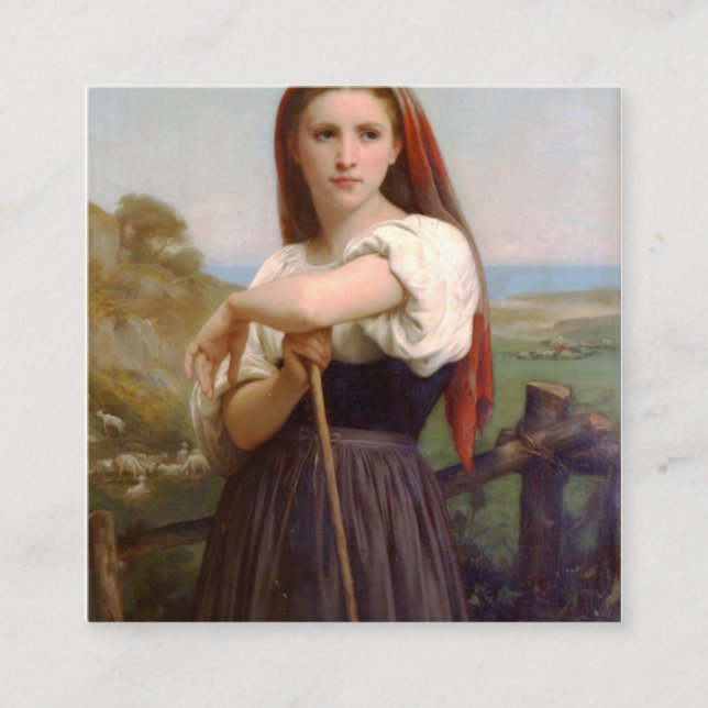 William Bouguereau Shepherdes Fyrkantigt Visitkort (Framsida)