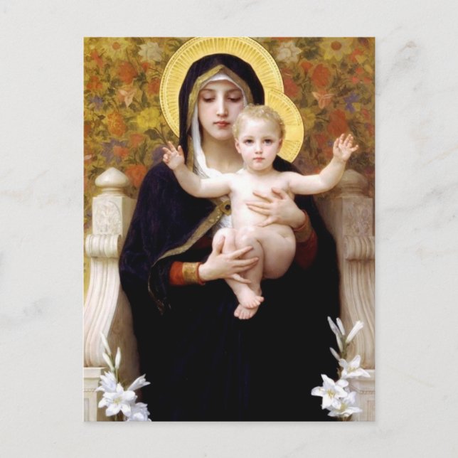 William Bouguereau- The Madonna of the Lilies Vykort (Framsida)