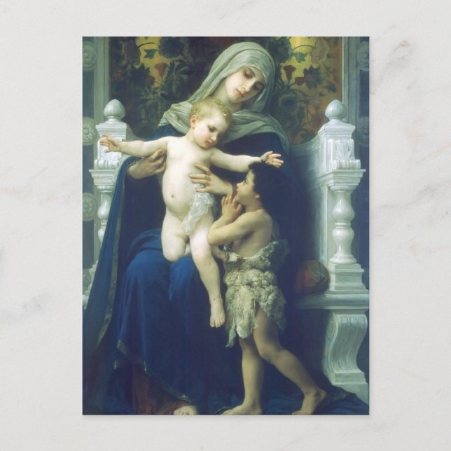 William Bouguereau-The Virgin, Jesus & St John Vykort (Framsida)