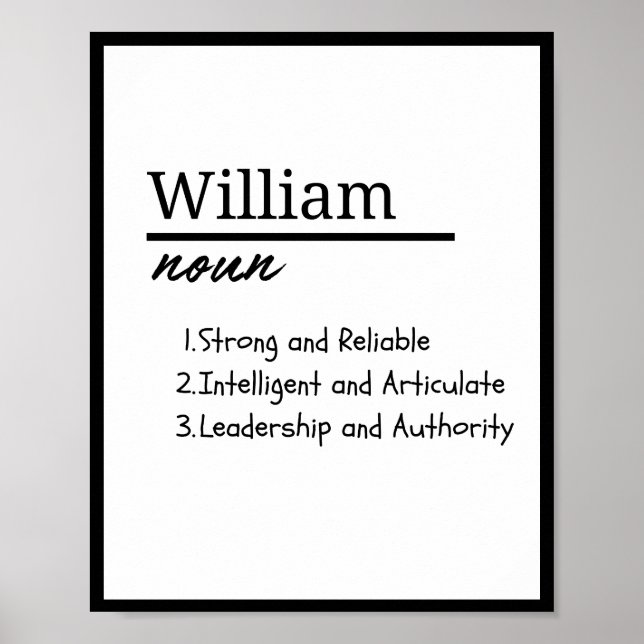 William, Boy Personlig Namn Definition Poster (Framsidan)