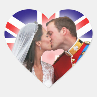 William & Catherine Royal Bröllop Kiss Stickers Hjärtformat Klistermärke