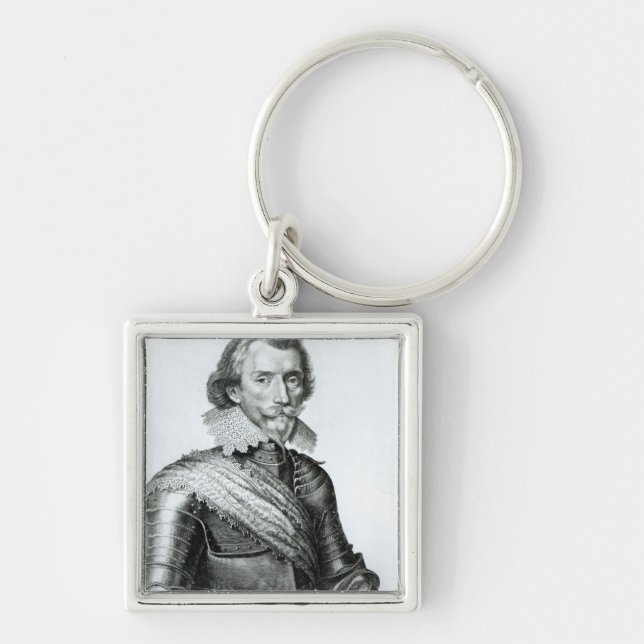 William Cavendish 1st hertig av Newcastle Fyrkantig Silverfärgad Nyckelring (Framsidan)