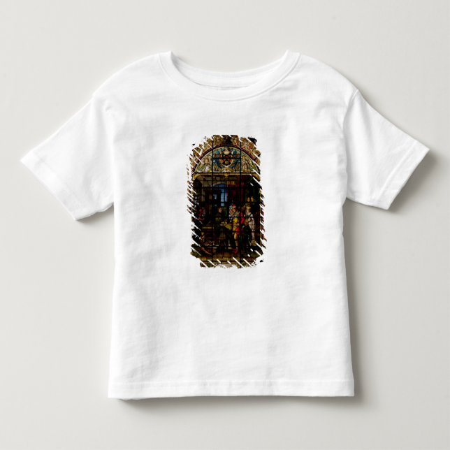 William Caxton visning hans först utskrivavna bok Tee (Framsida)
