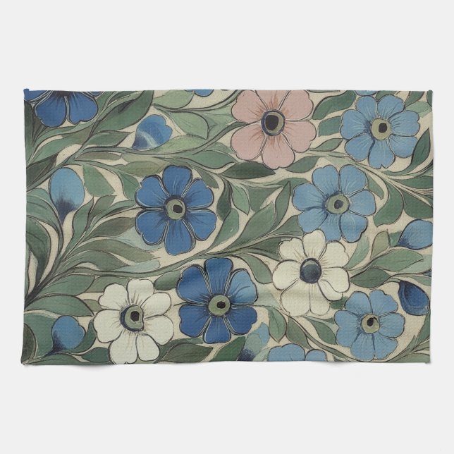 William De Morgan-blommor Kökshandduk (Horisontell)