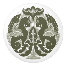 William De Morgan Gröna Griffins Keramisk Draghand Knopp