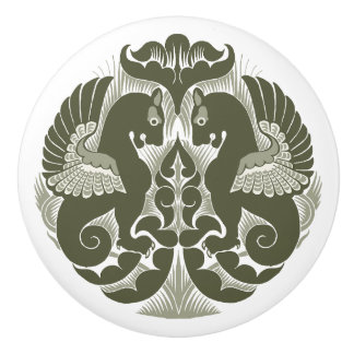 William De Morgan Gröna Griffins Keramisk Draghand Knopp