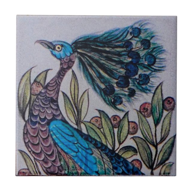 William De Morgan - Peacock - Tile 1 av 3 Kakelplatta (Framsidan)