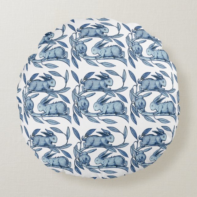 William De Morgan Rabbits Cushions Rund Kudde (Framsidan)