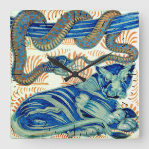 William De Morgan Tiger och Snake-tidbiten Fyrkantig Klocka