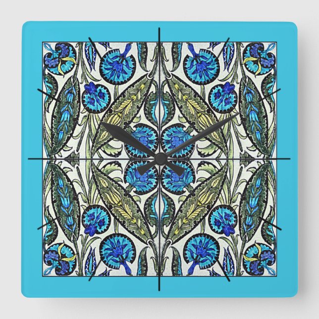 William De Morgan Victorian Clocks Fyrkantig Klocka (Framsida)